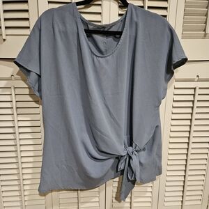 SHEIN Soft Blue Tie-Front Blouse